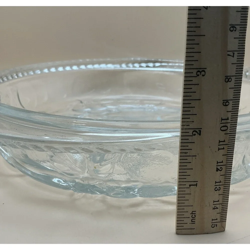 Vintage Libbey Orchard Fruit Clear Glass Casserole Lid 9